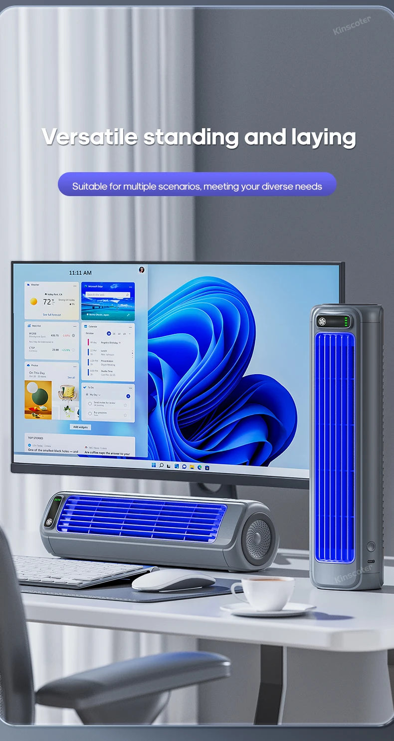Kinscoter M60 Portable Bladeless Fan | Rechargeable USB Air Circulator