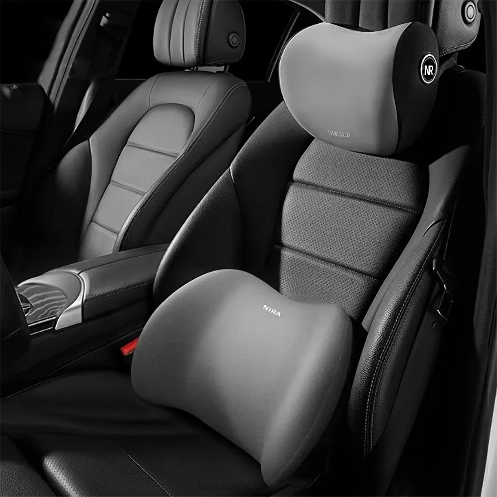 Ergonomic Memory Foam Car Seat Cushion Lumbar Support and Comfort Headrest Set
