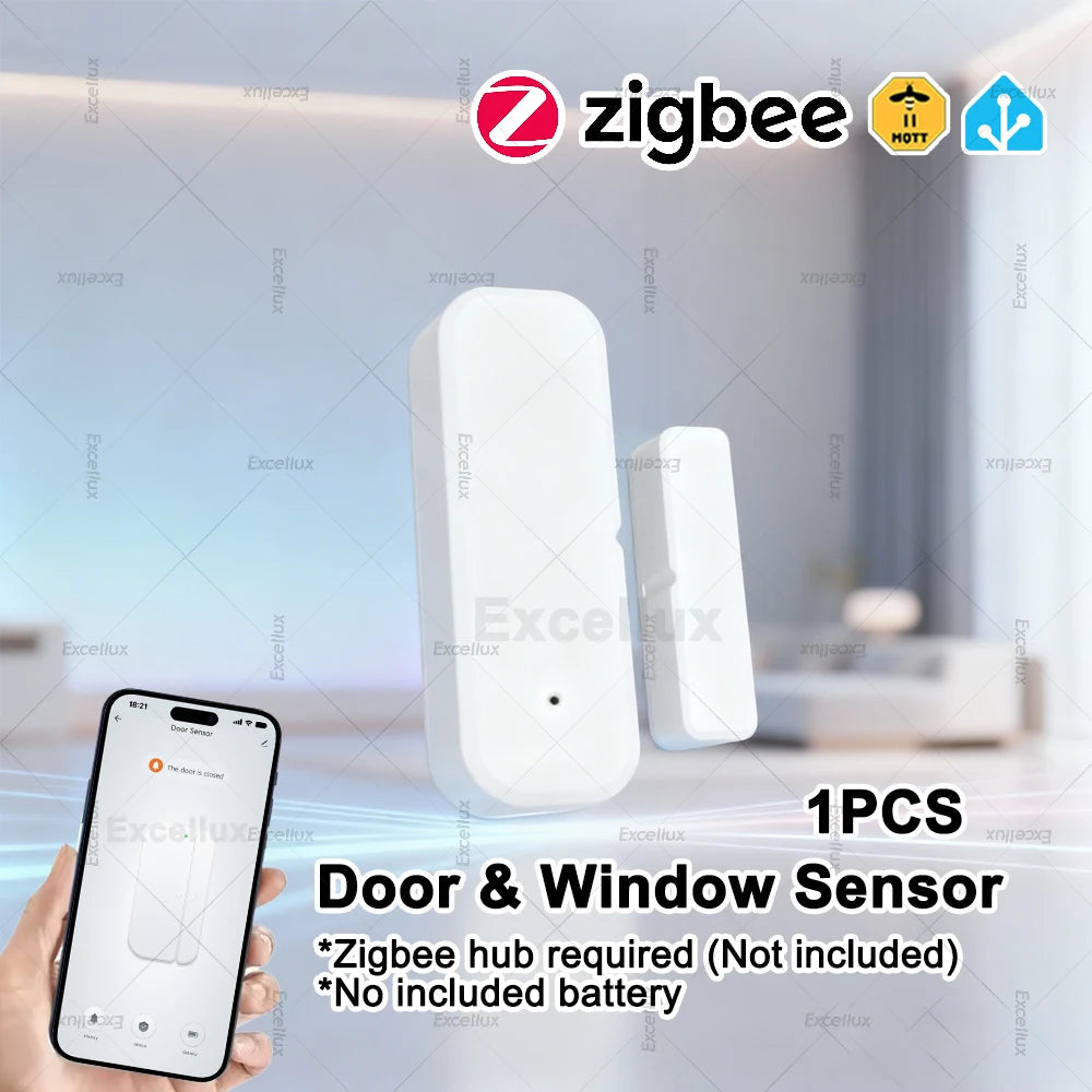 Zigbee Door Window Sensor | Wireless Magnetic Contact Detector for Smart Home Security & Z2MQTT