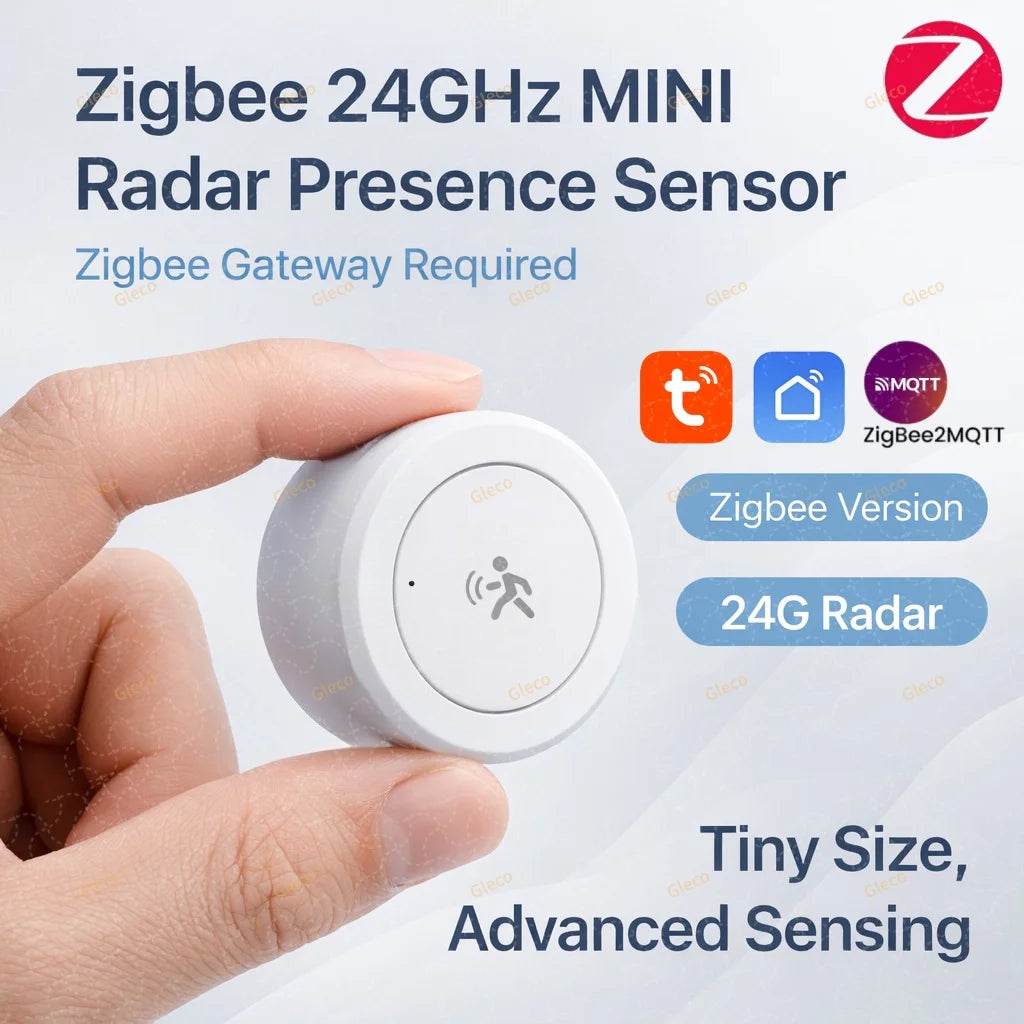 Zigbee 24GHz Mini mmWave Human Presence Sensor | Microwave Radar Occupancy Motion Detector for Tuya & Zigbee2MQTT