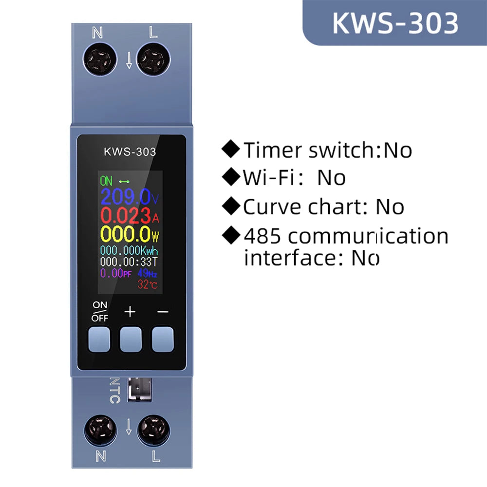 KWS-303 Tuya WiFi Smart Power Meter | 8-in-1 DIN Rail Voltage, Current & Electricity Monitor