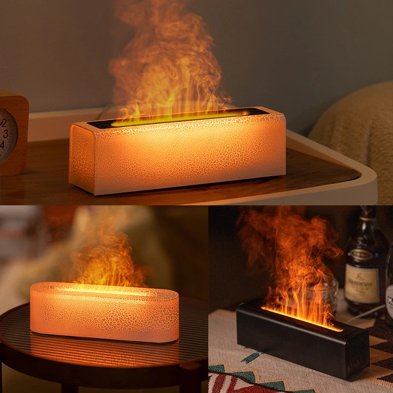 KINSCOTER Flame Essential Oil Aroma Diffuser | Ultrasonic Cool Mist Air Humidifier with RGB Realistic Fire Light