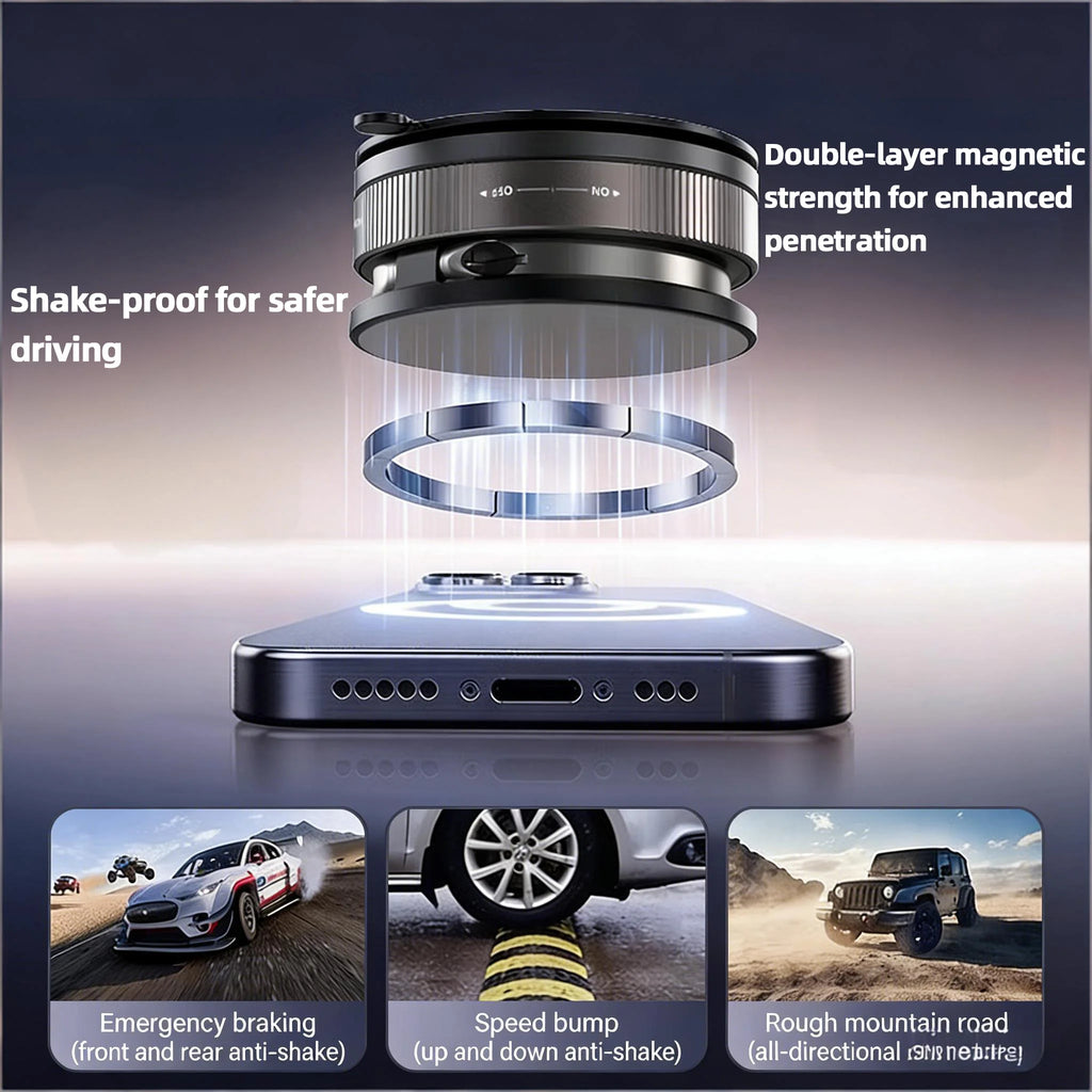 Vacuum Magnetic Car Phone Mount 360° Rotating Suction Cup Navigation Bracket