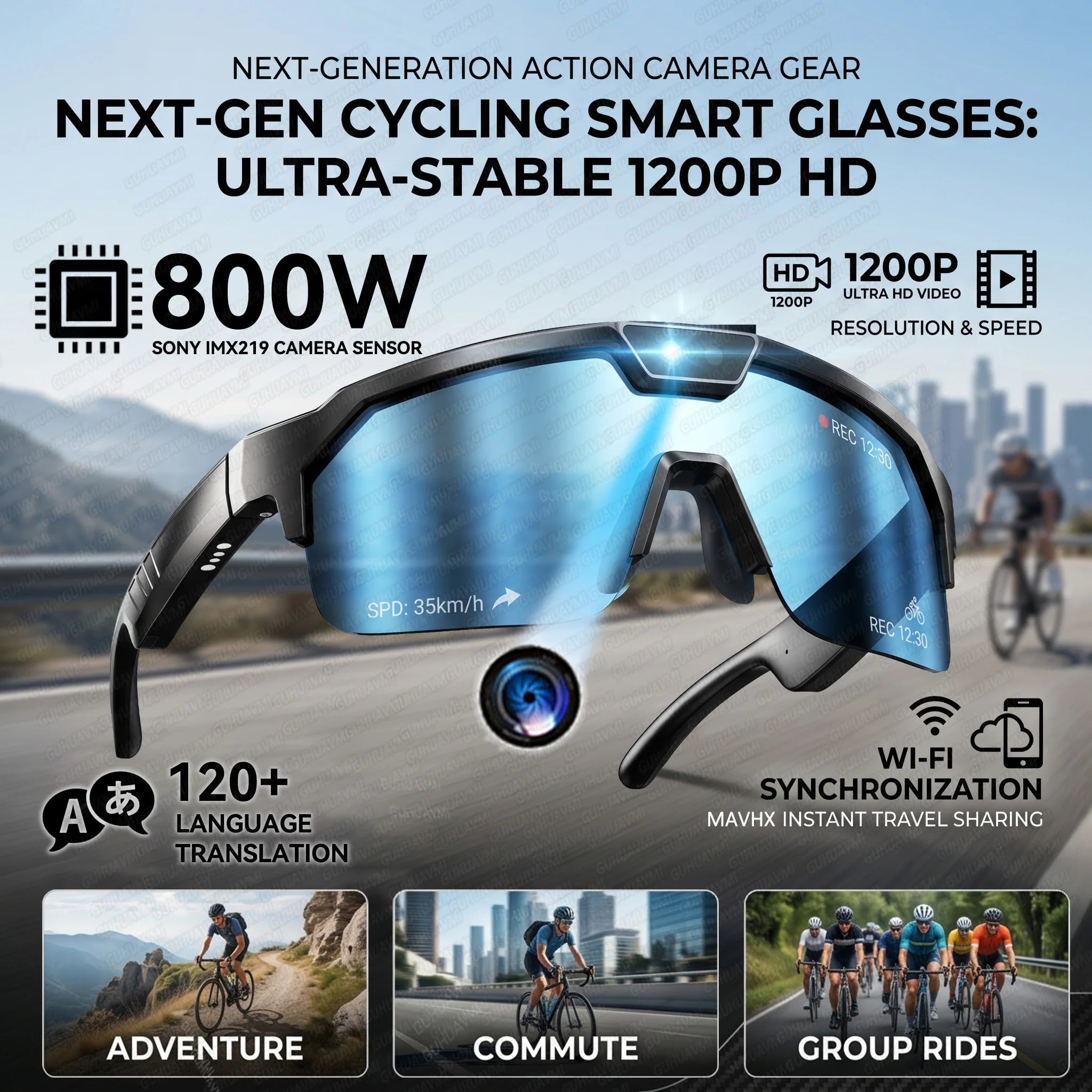 Next-Gen Cycling Smart Glasses with 4K HD Anti-Shake Camera | UV400 Polarized Sport Sunglasses with 3D Speakers & AI Translation