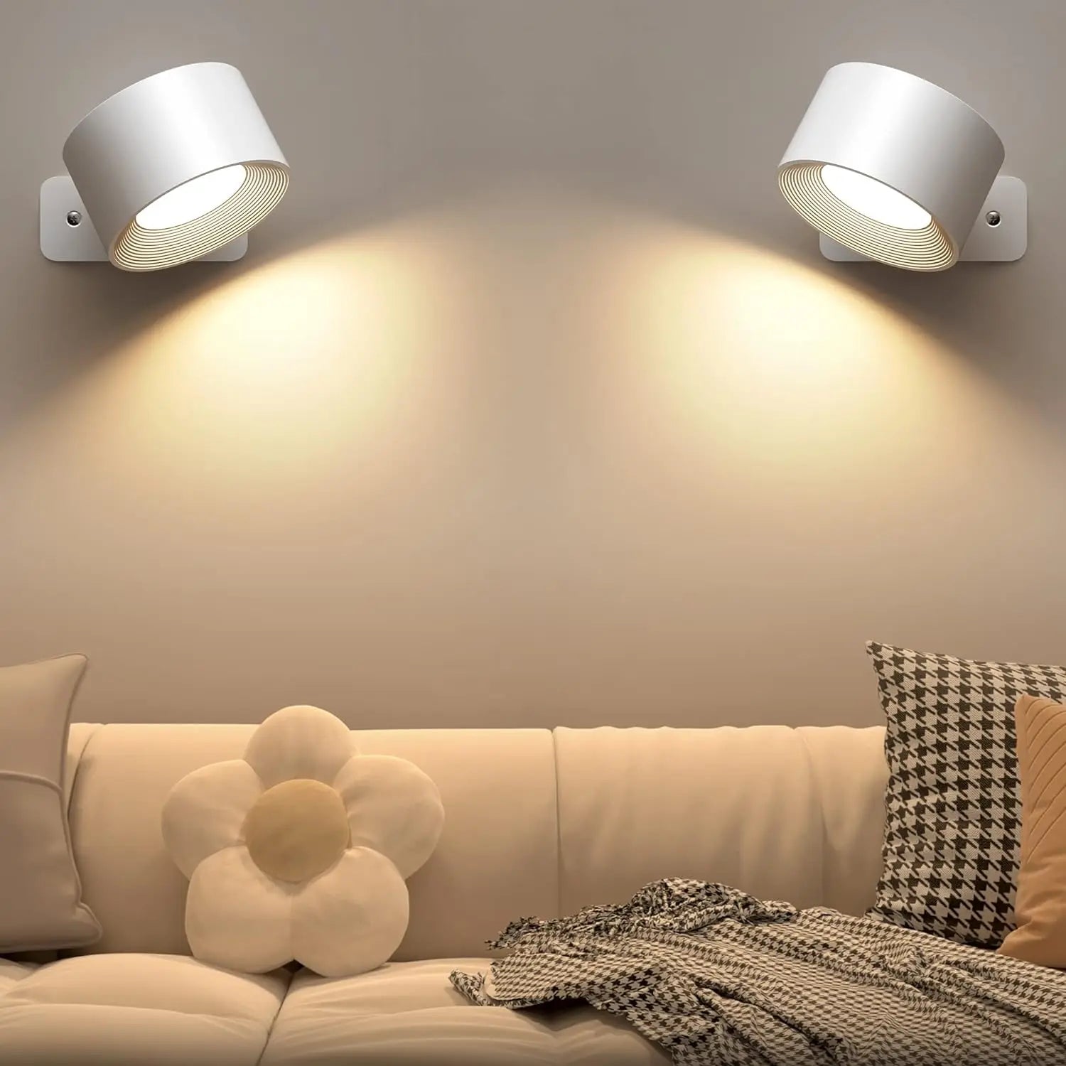 LED Indoor Wall Lamp with Rechargeable Battery 360° Rotation Adjustable Cordless Sconce