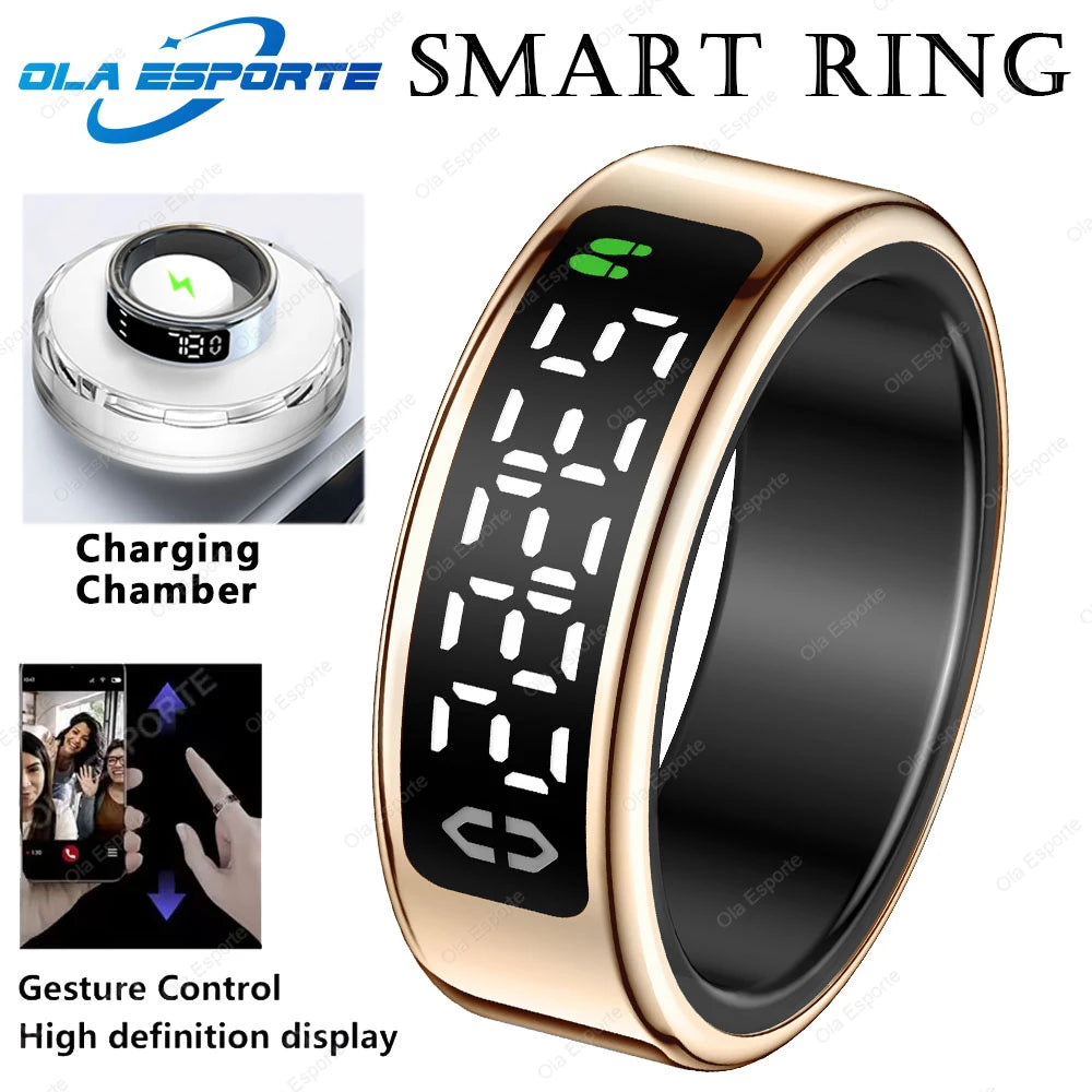 New R12 Wireless Smart Ring for Men & Women | LED Display Screen Health Monitor & 5ATM Waterproof Smartring
