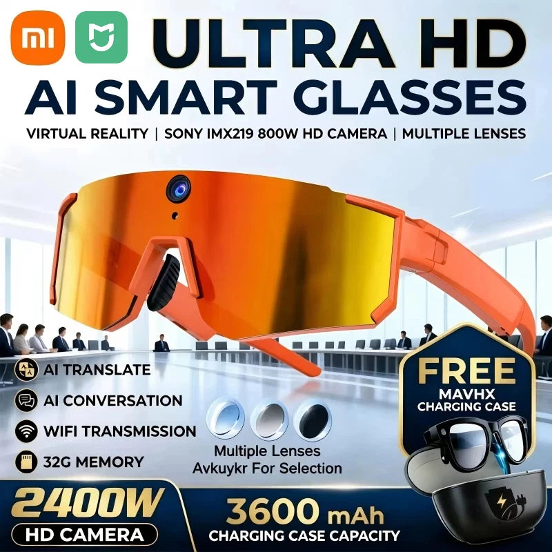 Mijia AI Smart Sport Sunglasses | Cycling Camera Glasses with AI Translation, VR Play & 3600mAh Charging Case