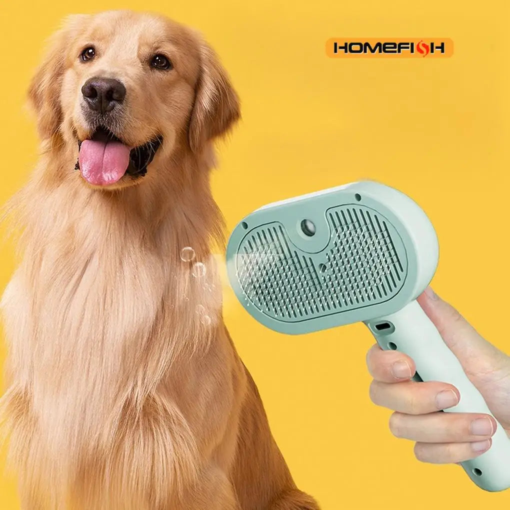 Steam Spray Dog Grooming Brush Luxury Pet Brush – 3-in-1 Grooming Tool