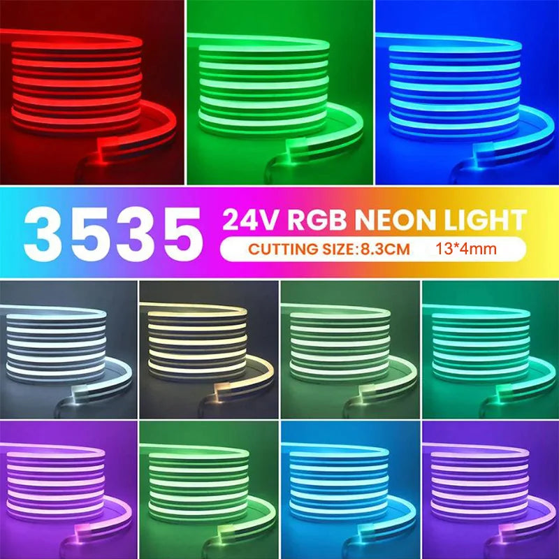 DC24V RGB LED Neon Rope Lights | Flexible Color Changing Music Sync App Control Strip