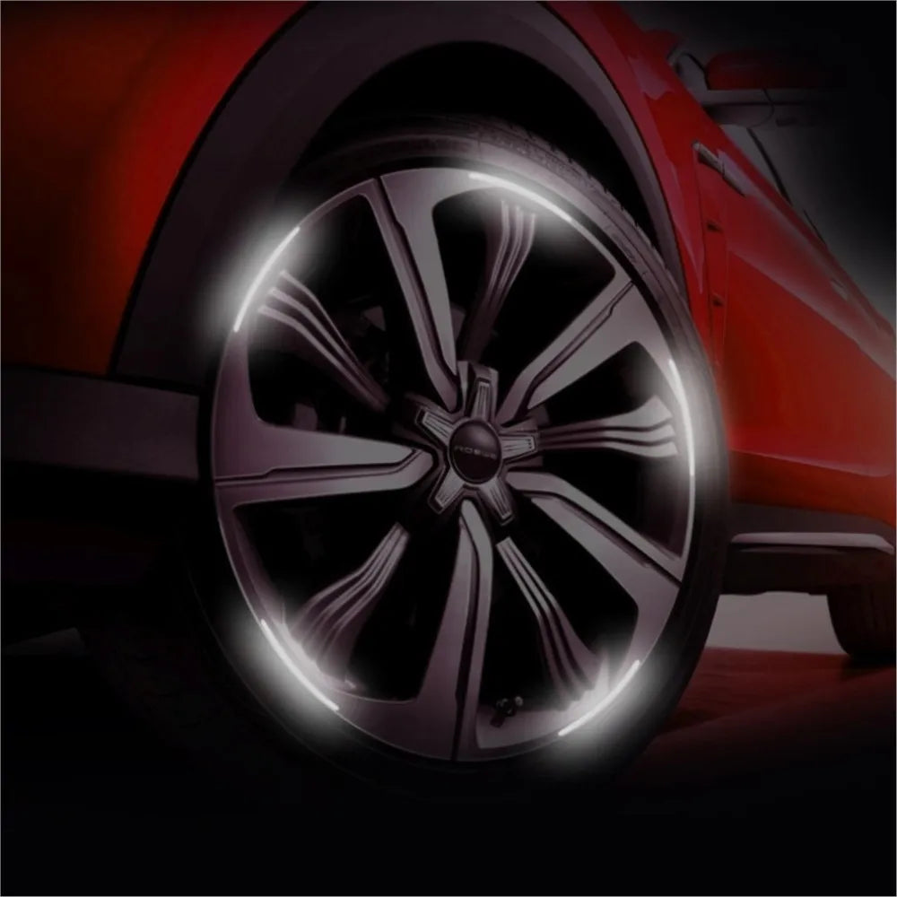 20pcs Car Wheel Hub Reflective Sticker Set | Luminous Tire Rim Safety Strips for Night Driving