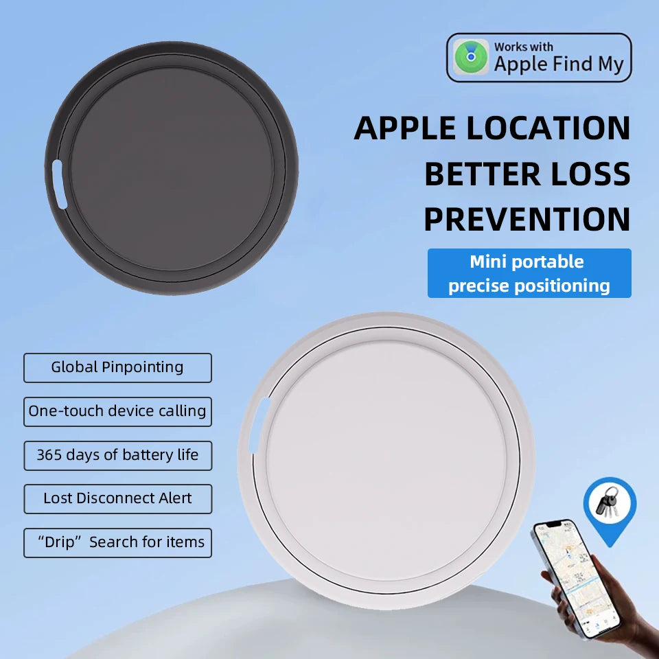 Portable Mini GPS Tracker & Key Finder | Apple Find My Compatible Personal Item Locator & Loss Prevention Alarm