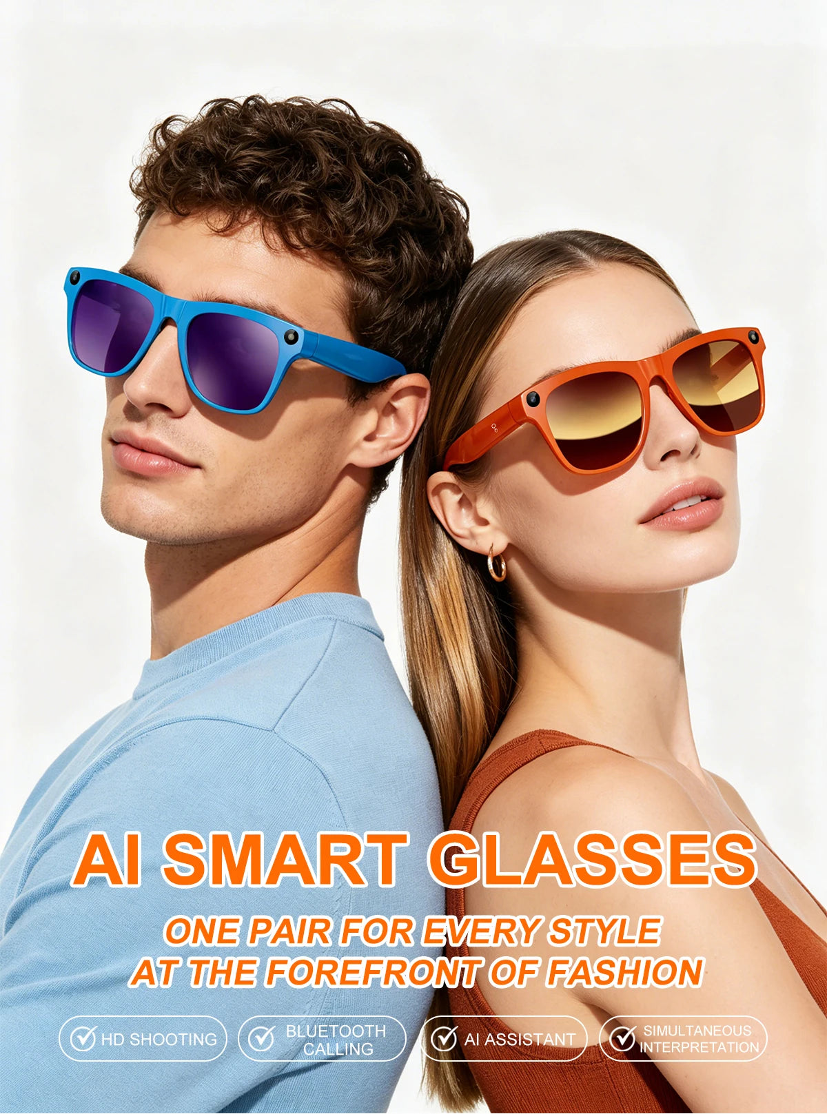 Lenovo Smart AI Glasses | 800W HD 8K Shooting Camera, Bluetooth Voice Call, AI Translation & Audio Smart Wearable