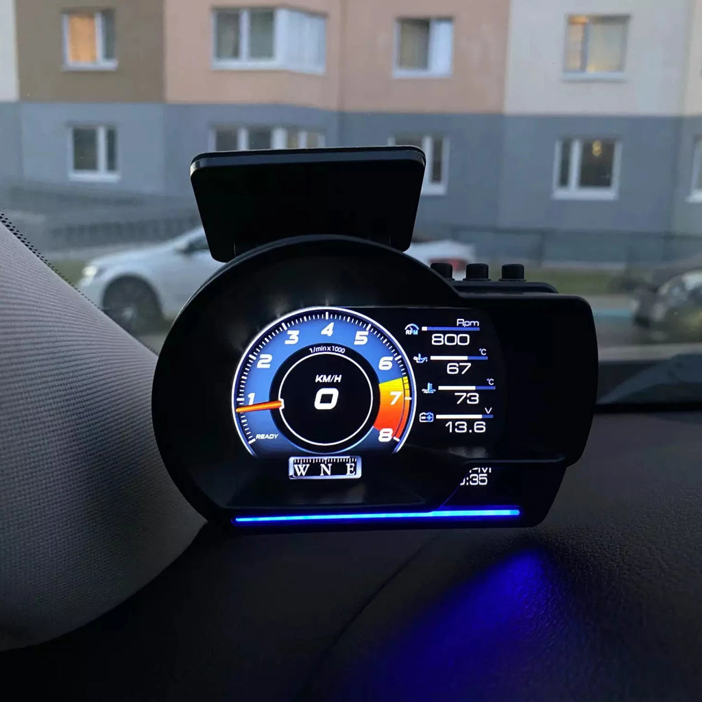 A501 Car HUD OBD2 Digital Display – Turbo, RPM, Temp & Alarm