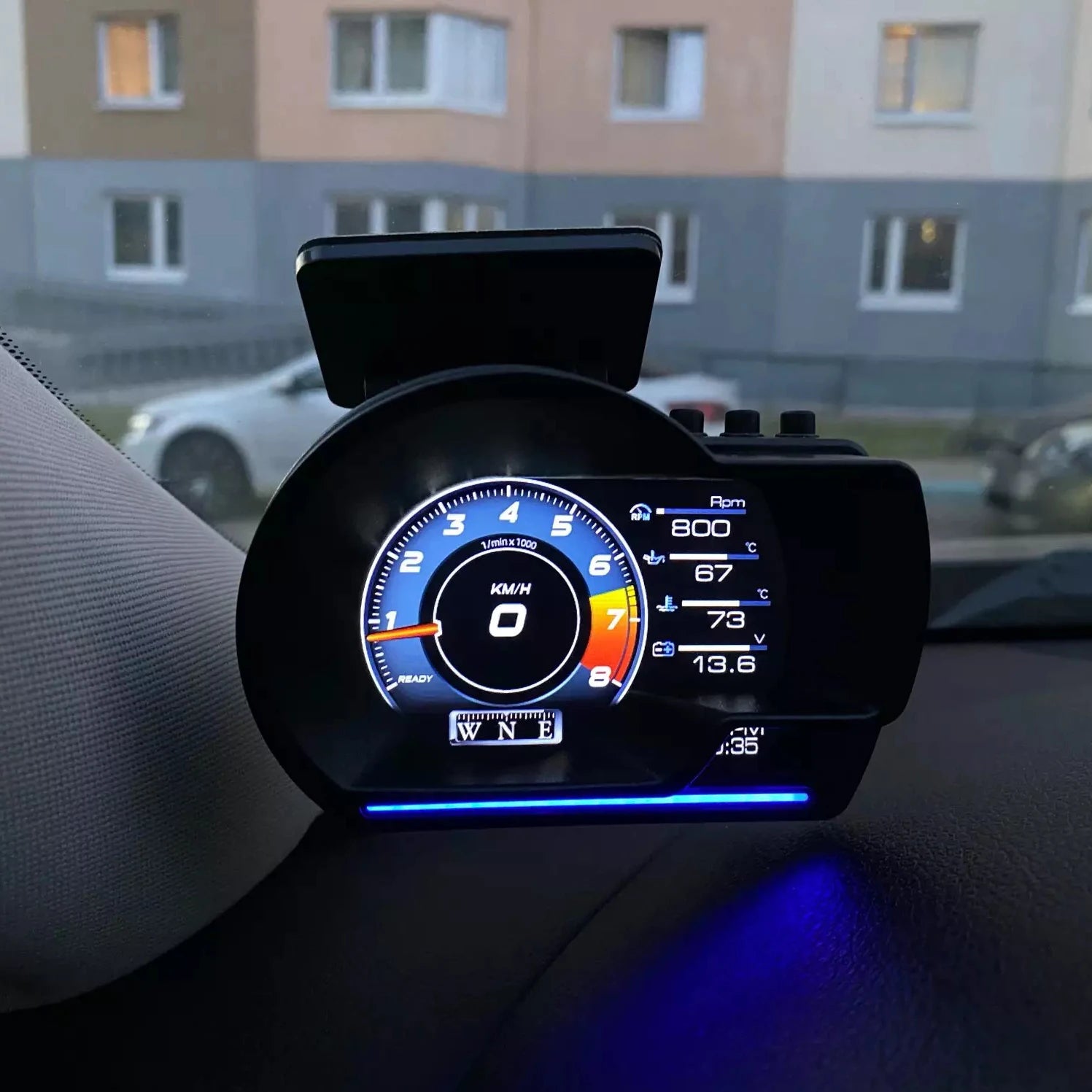 A501 Car HUD OBD2 Digital Display – Turbo, RPM, Temp & Alarm