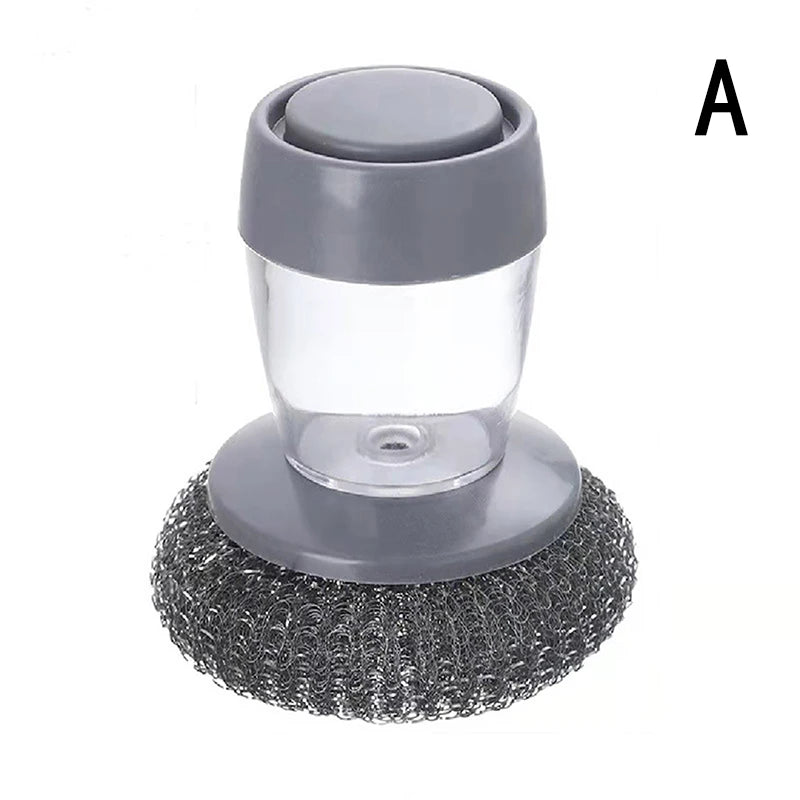 Household Cleaning Brush 2-in-1 Handle Set | Dishwashing Scrubber with Removable Liquid Soap Dispenser