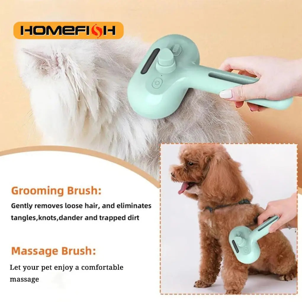 Steam Spray Dog Grooming Brush Luxury Pet Brush – 3-in-1 Grooming Tool