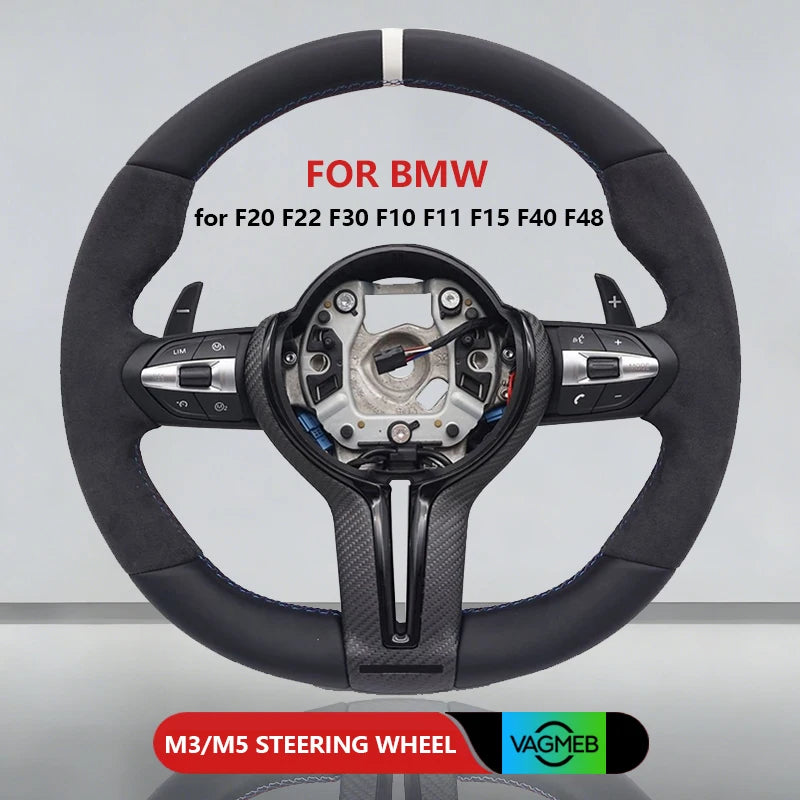 M Sports Carbon Fiber Steering Wheel with Yellow Stripe – Performance Modification for BMW