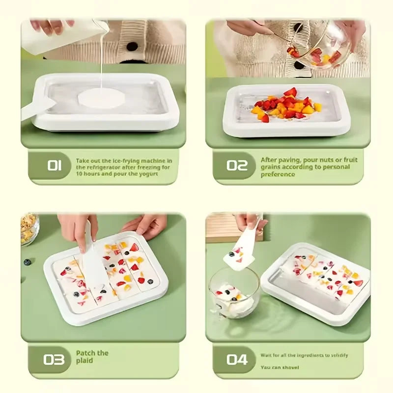 Rolled Ice Cream Maker Stainless Steel Pan with 2 Scrapers