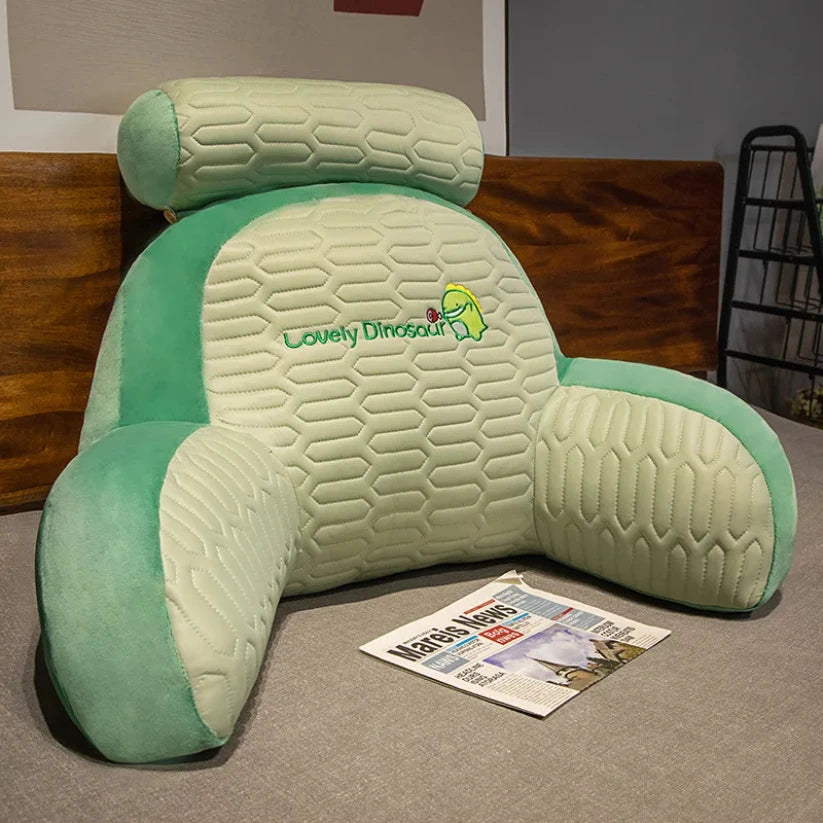 Latex Large Backrest Cushion with Armrests & Neck Roll | Supportive Reading Pillow for Bed Headboard, Floor Lounging & Gaming