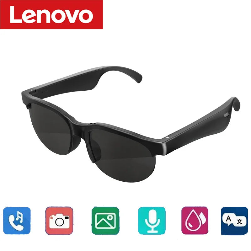 Lenovo AI Smart Glasses | Bluetooth Sunglasses with AI Translation, HD Camera & Music Playback
