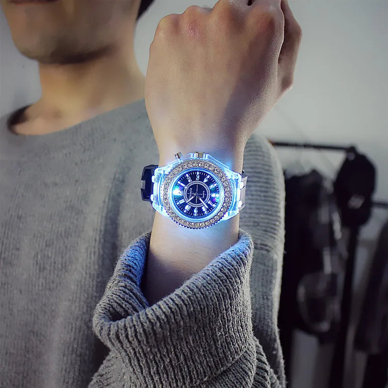 LED Luminous Silicone Watch | Stylish Unisex & Kids Wristwatch with Arabic Numerals and Flash Light Effect
