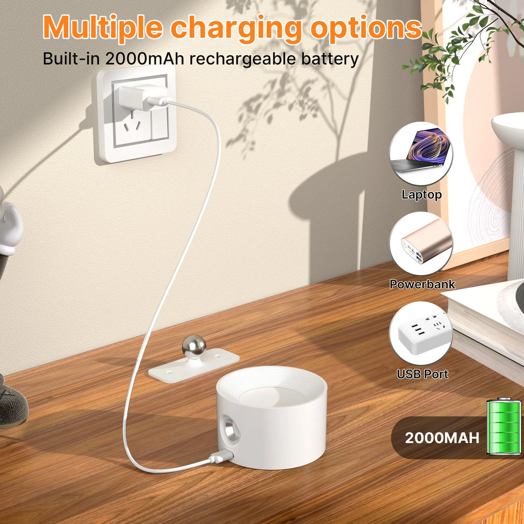 LED Indoor Wall Lamp with Rechargeable Battery 360° Rotation Adjustable Cordless Sconce