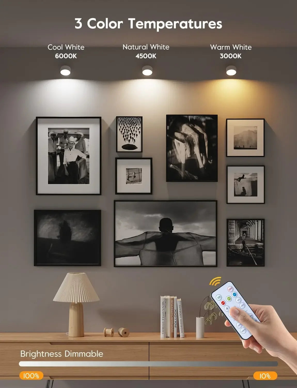 LED Magnetic Wall Sconce Light | Rechargeable Dimmable Wall-Mounted Lamp with Remote & 360° Rotation