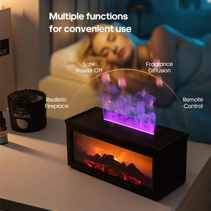 Kinscoter Colorful Flame Mini Fireplace Diffuser | Simulated Fireplace Aroma Diffuser & Ultrasonic Air Humidifier with Remote Control