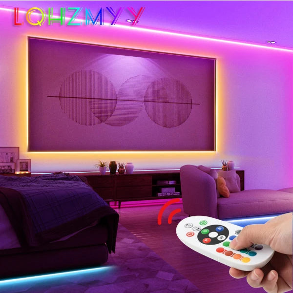 LQHZMYY 5V USB Smart RGB 5050 LED Light Strip | Color-Changing Light Strip with App & 24-Key Remote Control