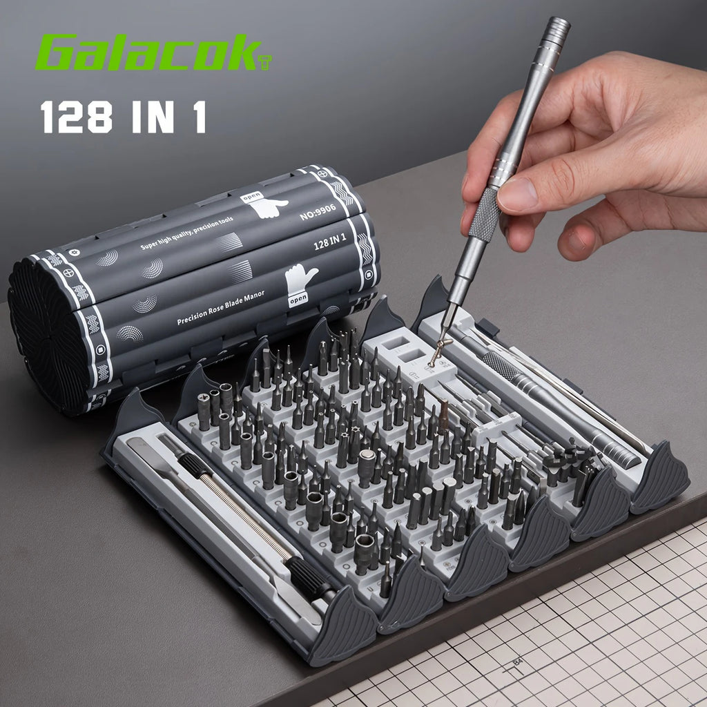 Galacok 128-in-1 Multi-Function Precision Screwdriver Set | Professional Magnetic S2 Steel Manual Repair Tool Kit