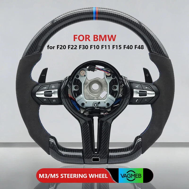 M Sports Carbon Fiber Steering Wheel with Yellow Stripe – Performance Modification for BMW