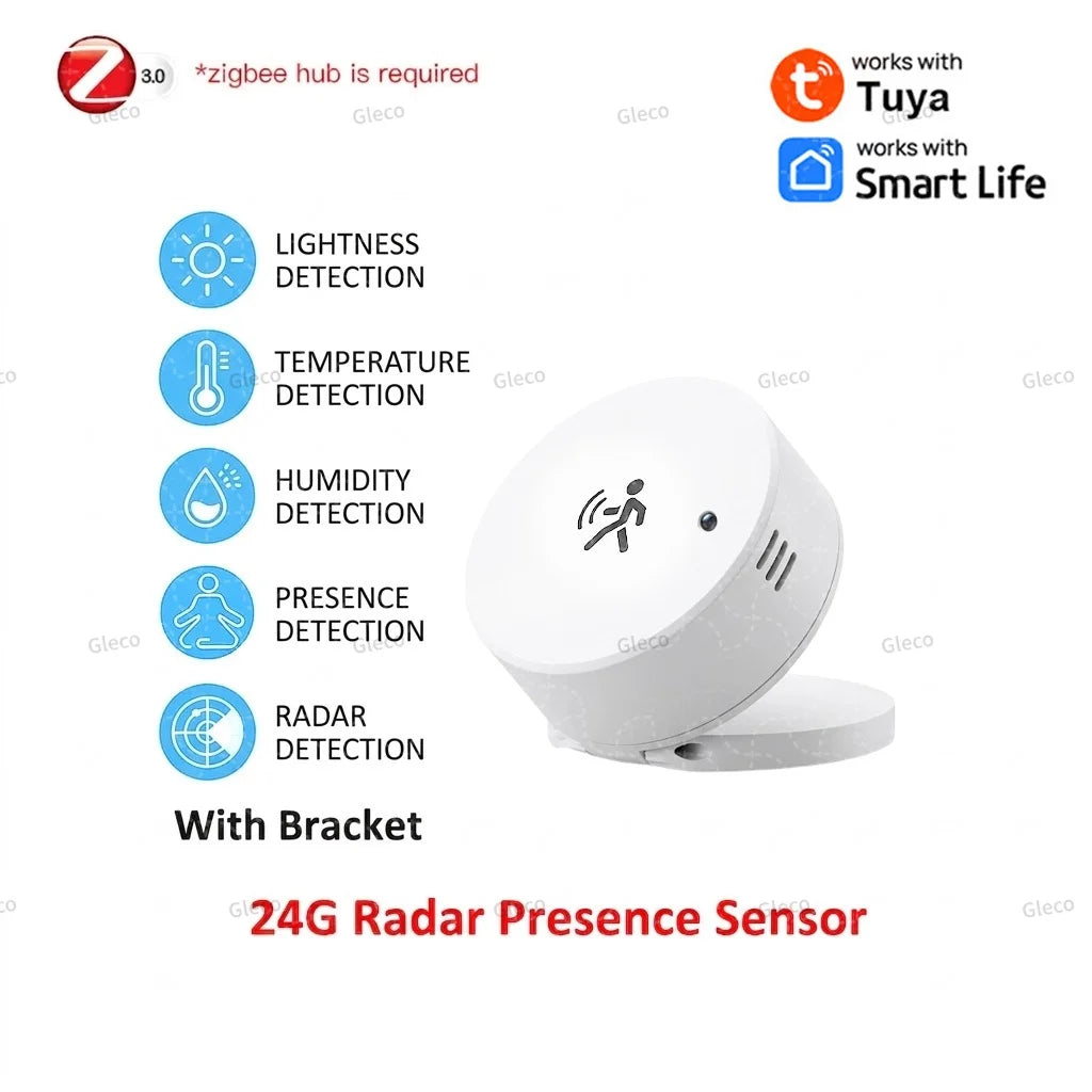 Zigbee 24GHz Mini mmWave Human Presence Sensor | Microwave Radar Occupancy Motion Detector for Tuya & Zigbee2MQTT