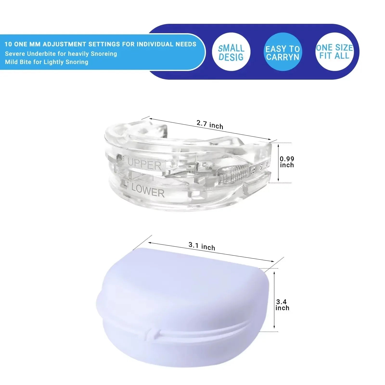 Anti-Snoring & Teeth Bruxism Mouthguard | Adjustable Night Guard Device for Sleep Apnea & Snoring Relief