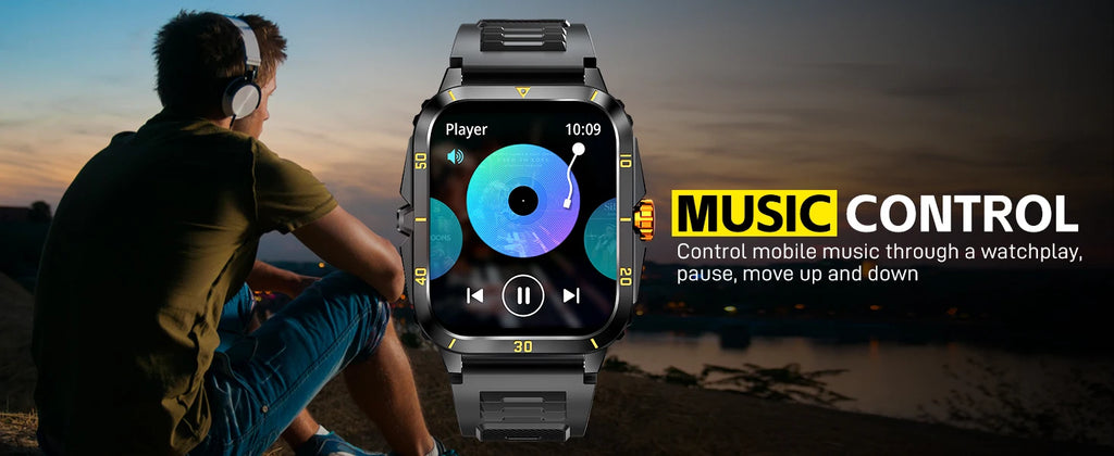 EIGIIS KT71 Rugged Smart Watch for Men | 1.96" HD Screen, Bluetooth Calling & Health Tracking (Black/Orange)