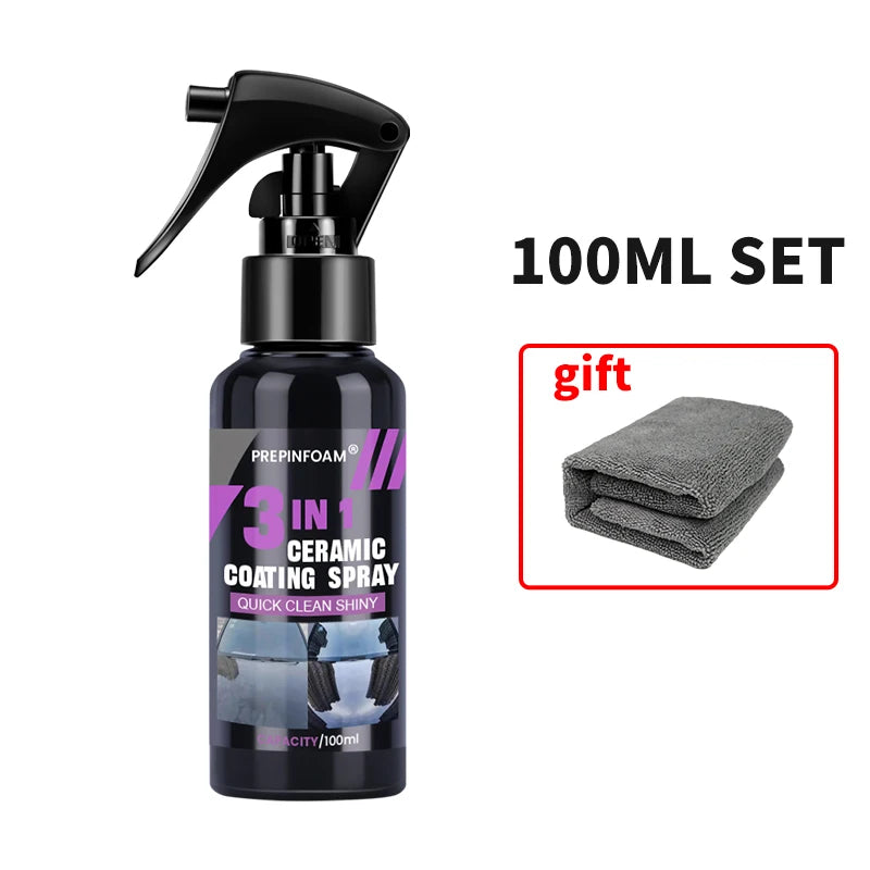 3-in-1 Car Ceramic Nano Coating Spray | Hydrophobic Paint Polish & High-Gloss Protection