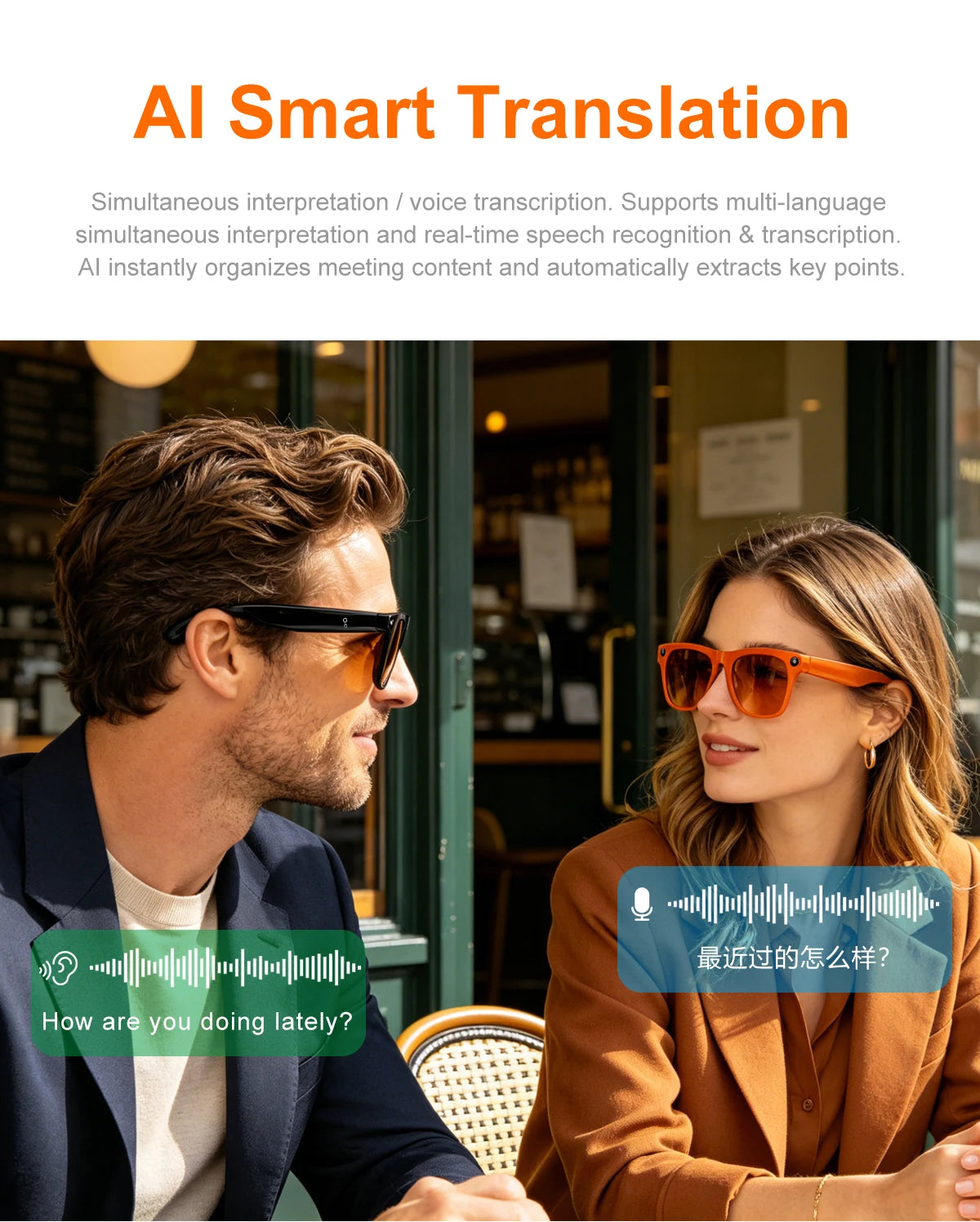 Lenovo Smart AI Glasses | 800W HD 8K Shooting Camera, Bluetooth Voice Call, AI Translation & Audio Smart Wearable