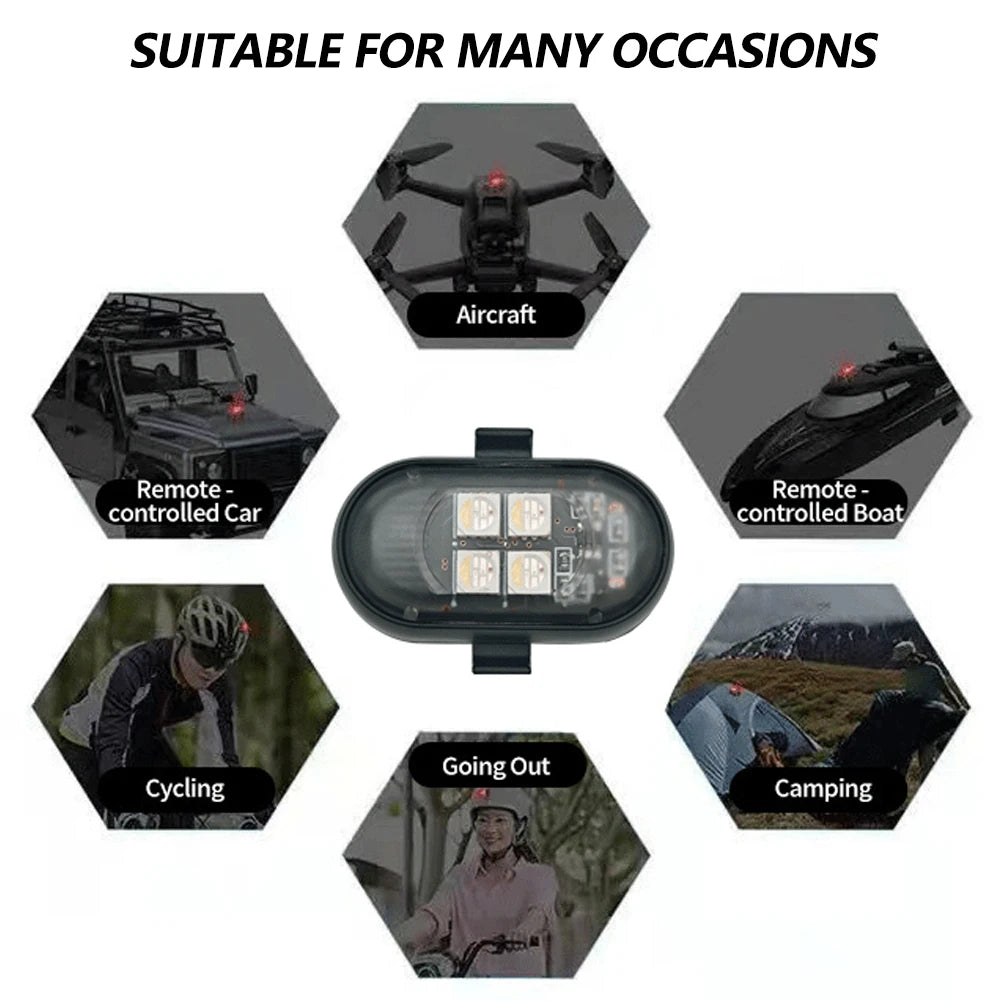 Wireless Remote Control 4LED Strobe Lights Waterproof USB Rechargeable Warning Lamp Set