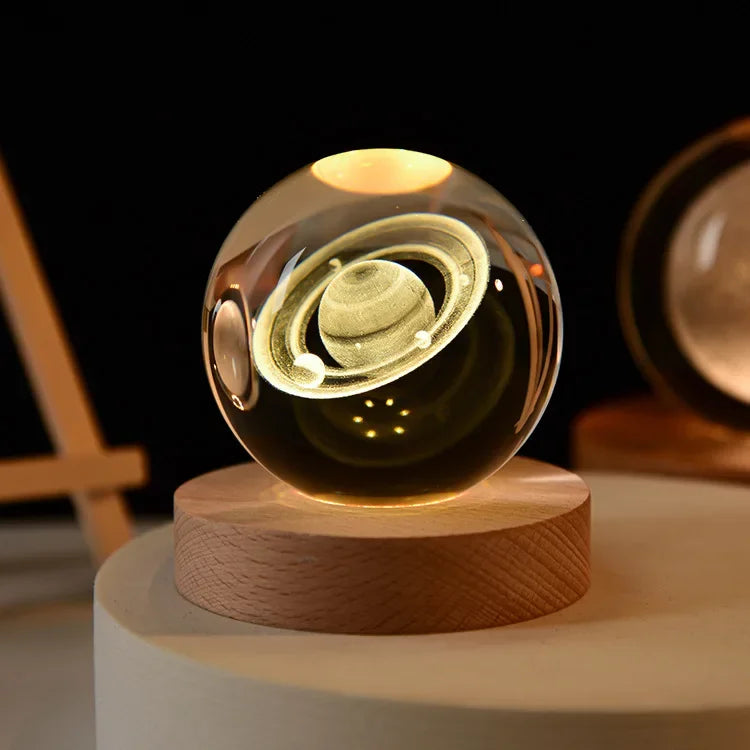 USB LED Galaxy Crystal Ball Night Light – 3D Moon Lamp Home Decor