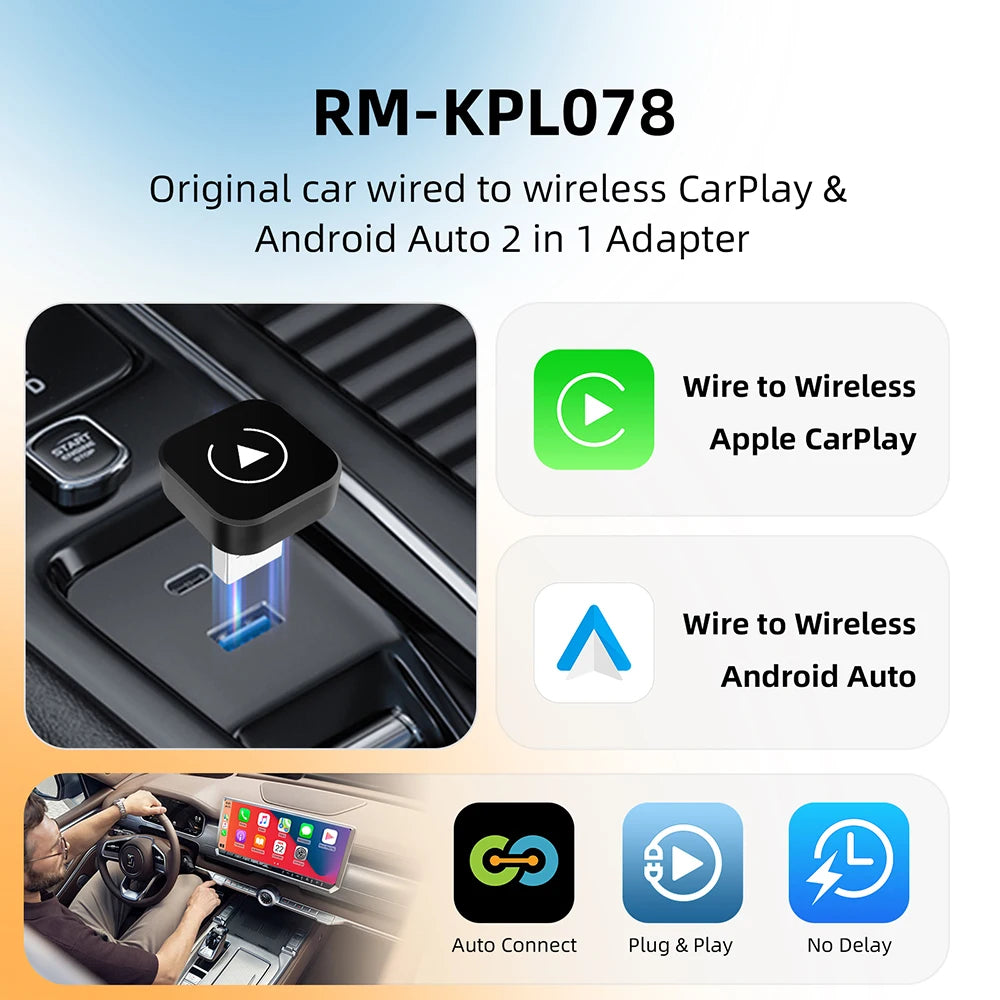 2-in-1 Wireless CarPlay & Android Auto AI Smart Adapter