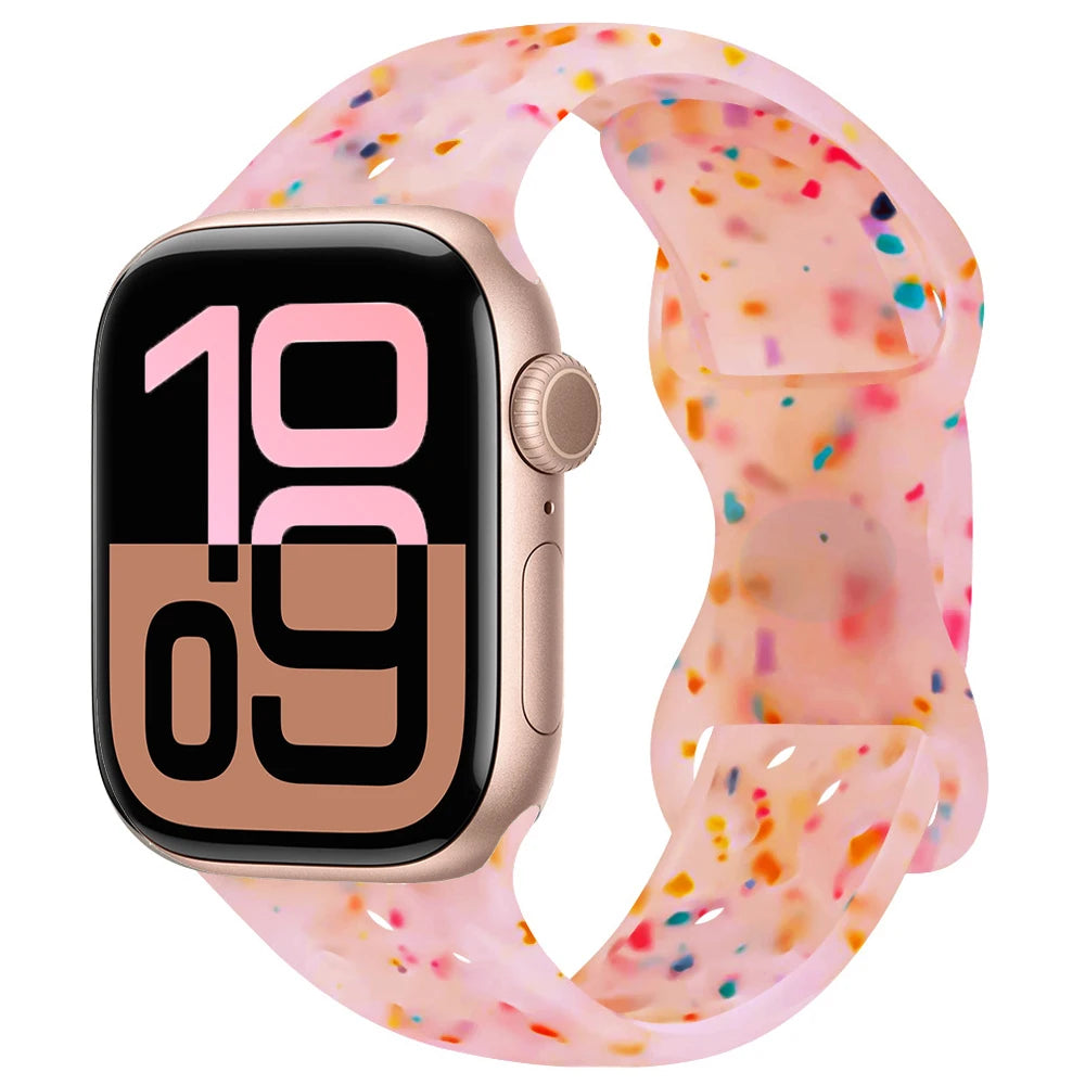 Apple Watch Silicone Strap | Unique Transparent & Speckled Designs | Compatible with All Series (40mm - 49mm, Series 1-11 & Ultra)