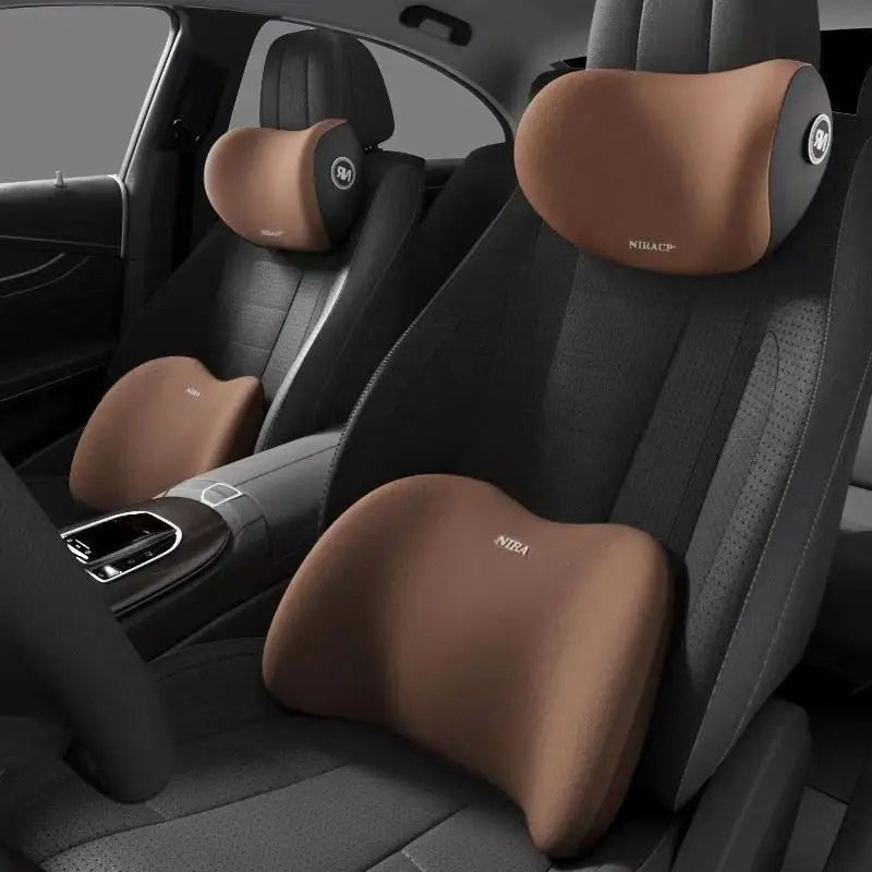 Ergonomic Memory Foam Car Seat Cushion Lumbar Support and Comfort Headrest Set