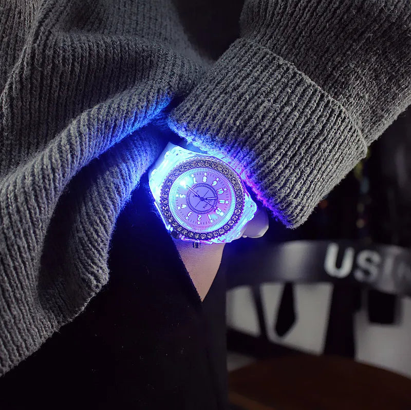 LED Luminous Silicone Watch | Stylish Unisex & Kids Wristwatch with Arabic Numerals and Flash Light Effect