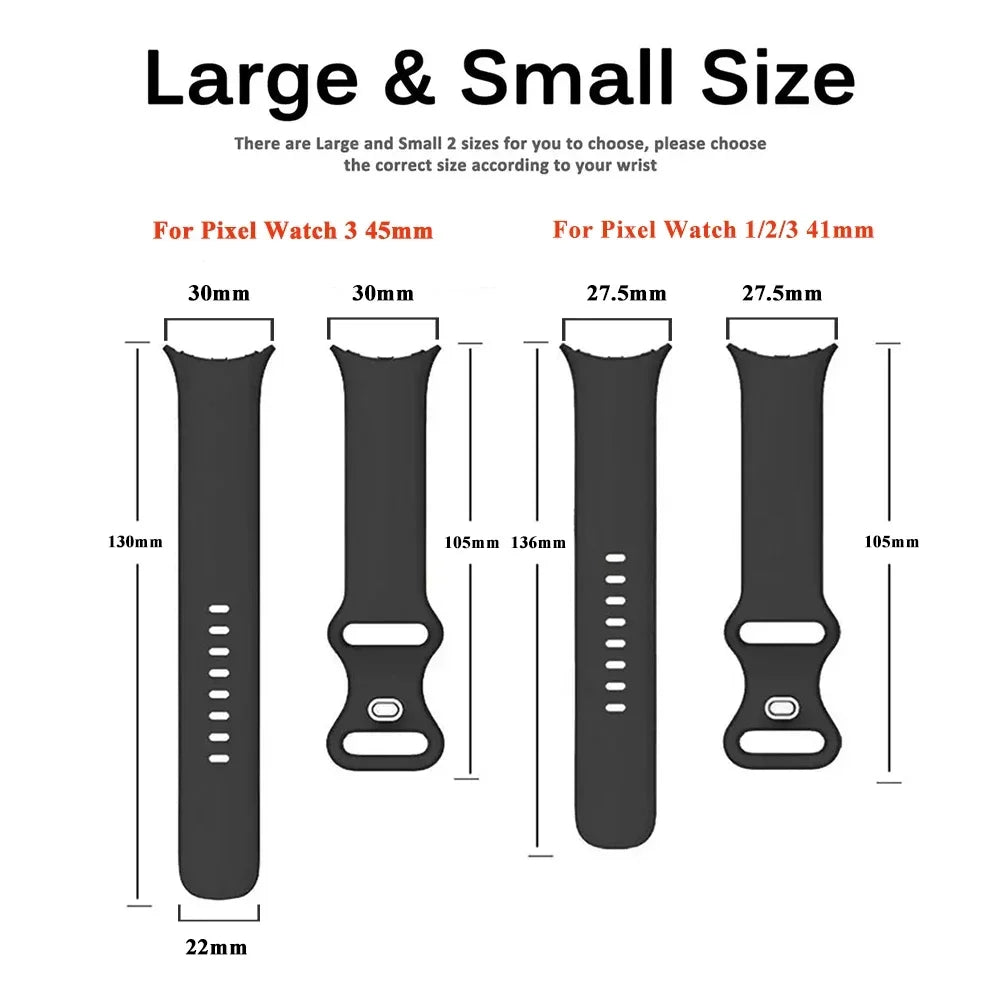 Premium Silicone Strap for Google Pixel Watch 4/3/2/1 | Soft Sport Replacement Band (41mm/45mm)