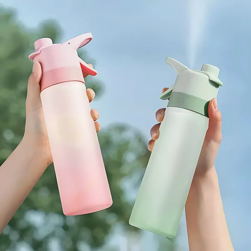 Large Capacity Spray Water Bottle with Straw Gradient Frosted Portable Outdoor Sports Travel Mist Sprayer Reusable Cup