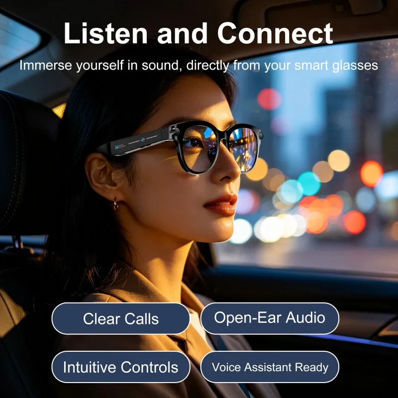 AI Smart Glasses with 1080P HD Camera | ChatGPT AI Voice, Bluetooth Calling & 3600mAh Charging Case
