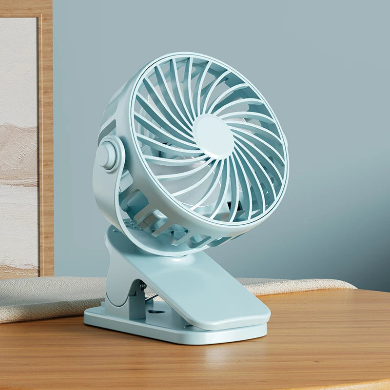 HOMEFISH Portable Clip Fan 720° – Rechargeable, Hanging & Integrated Night Light