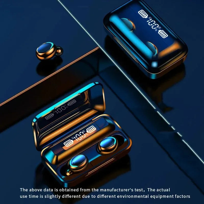 F9 TWS Wireless Bluetooth Earphones | LED Digital Display, Waterproof & Active Noise Reduction