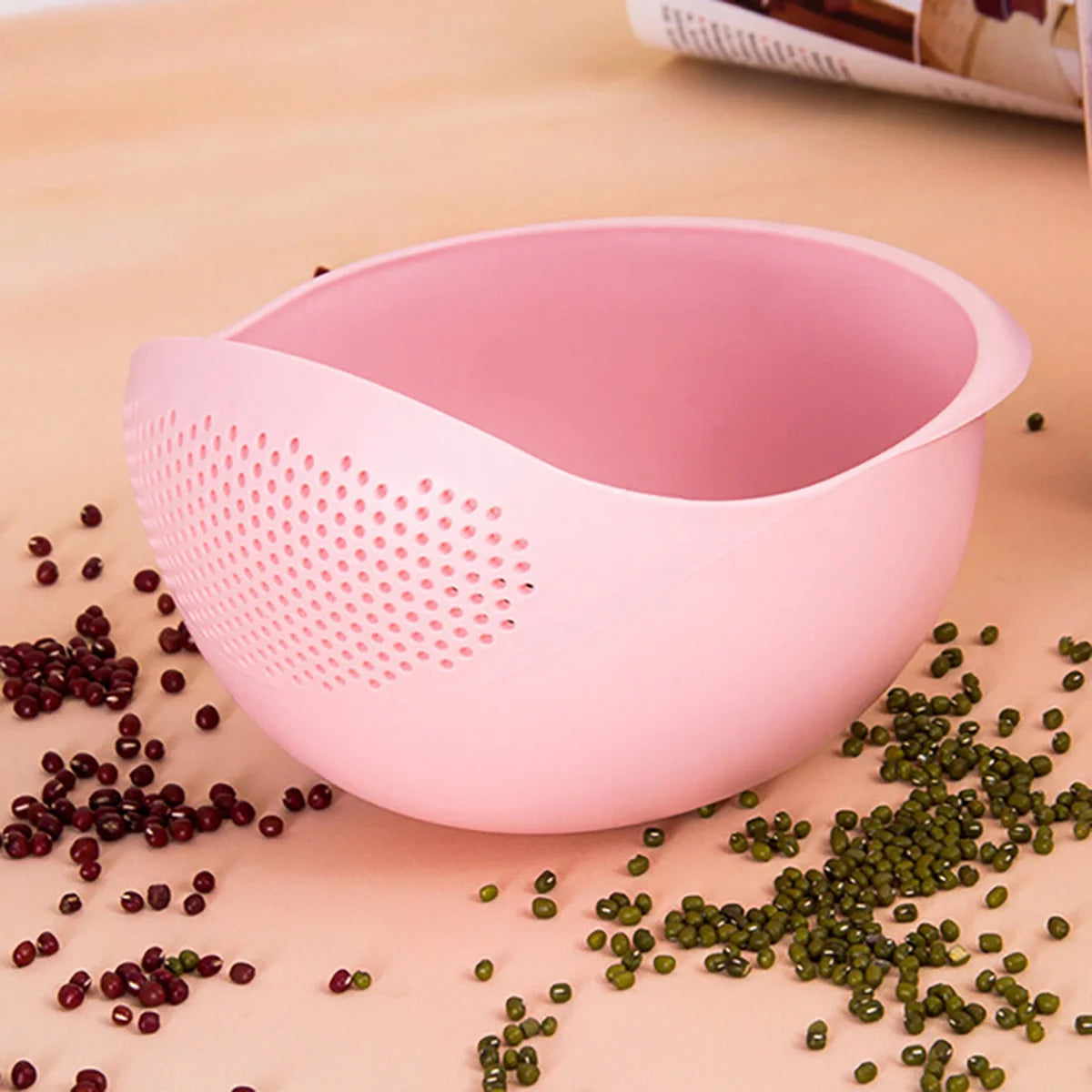 Colander Rice and Fruit Bowl with Handle - Kitchen Washing and Drain Basket