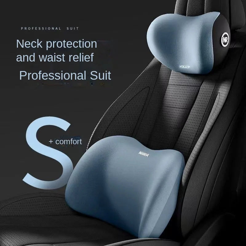 Ergonomic Memory Foam Car Seat Cushion Lumbar Support and Comfort Headrest Set