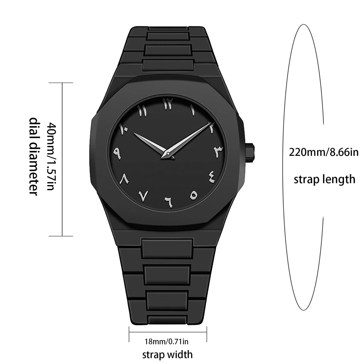 Men's Modern Stealth Sport Watch | Minimalist All-Black Design with Arabic Numerals | Precise Quartz Movement & Water Resistant